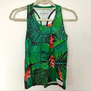 Tropical Leaf Print Racerback Tank Top